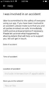 Reporting Uber Accident
